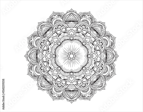 Mandala-inspired circular floral design for henna, tattoos, or decorative art.

