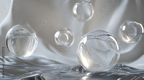 Wallpaper Mural Futuristic Glass and Water Molecular Designs: A Conceptual Exploration of Advanced Skincare and Cosmetic Innovation, Blending Organic Patterns, Bioluminescence, and Minimalist 3D Aesthetics Torontodigital.ca