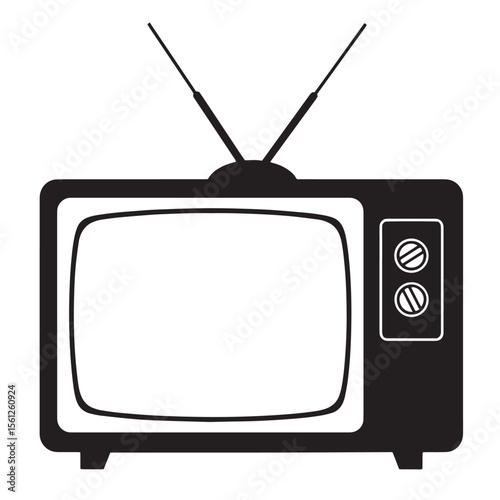 Classic television set in black and white depicting retro electronics and broadcasting