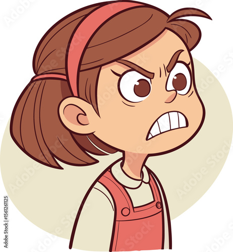 Angry girl clenching her teeth and fists in an assertive defensive pose showing frustration and determination