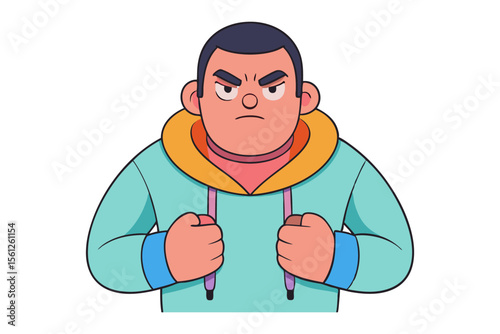 Cartoon Angry Man: a strong illustration of a displeased individual with a determined expression.&#x20;