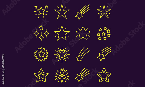 Icon Set of Sparkles and Stars on White Background