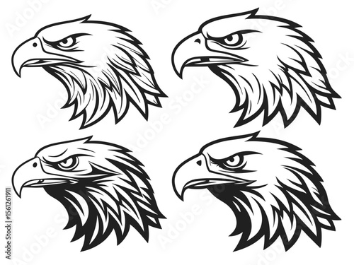 Eagle head vector illustration black and white tattoo style mascot graphic