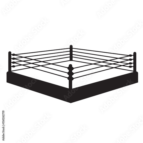 Professional boxing ring vector illustration with ropes and posts for sports themed designs