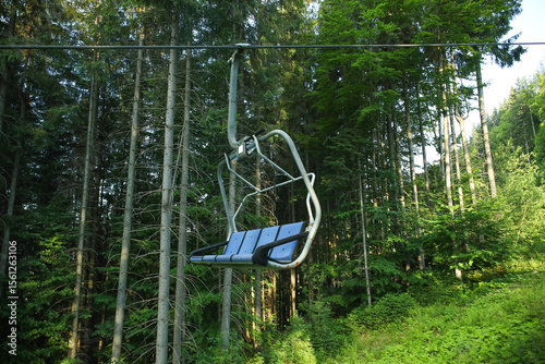 View of cable car in green ...