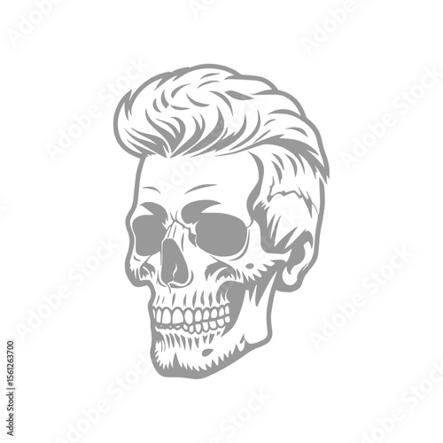 Skull with classic hairstyle Design Illustration