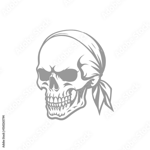 Skull with Bandana Design Illustration
