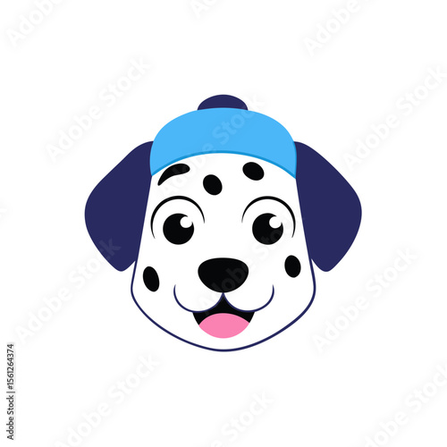Cute smiling dalmatian dog head vector art illustration