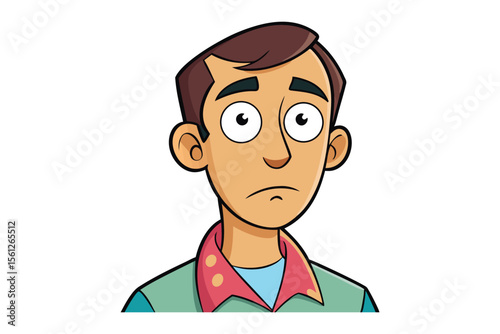 A Man's Pensive Gaze: A close-up illustration of a man whose expression reflects a mixture of contemplation and worry. The artwork conveys the complexities of human thought and emotion.