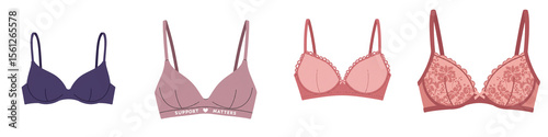 Wallpaper Mural Set of four colorful bras on white background Torontodigital.ca