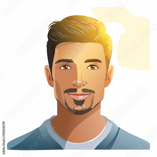 Vector portrait illustration of a man with a mask, a smiling retro comic art drawing