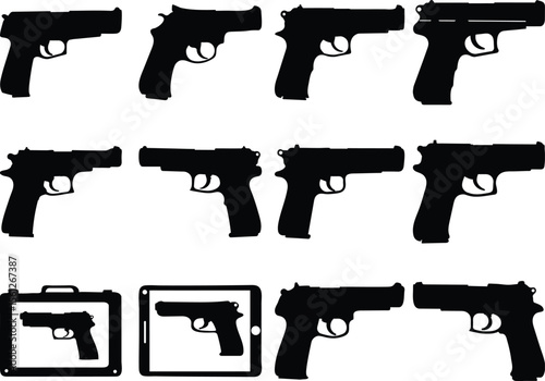 Pistol Silhouette Vector Set
