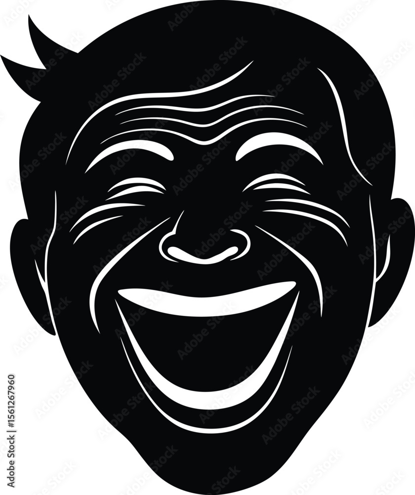 Obraz premium Happy Laughing Face Silhouette Style