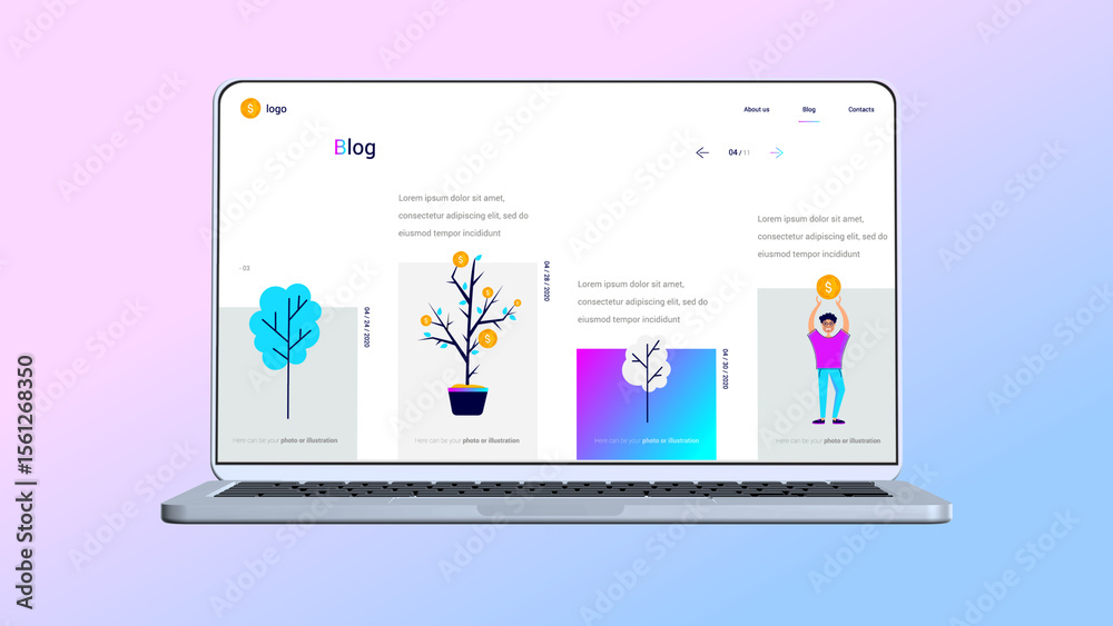 3D Modern Finance Blog Web Promo Stock Template | Adobe Stock