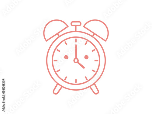 Simple Line Art Alarm Clock Minimalist Design Timekeeping Icon