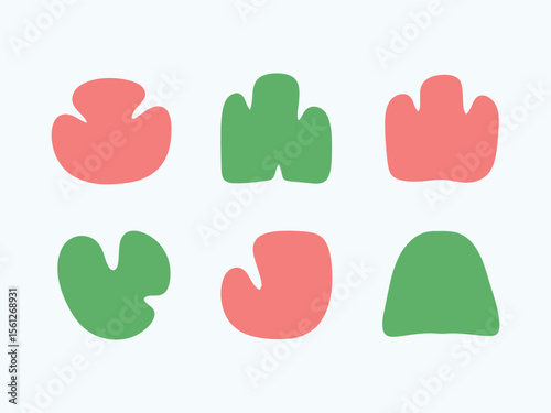 Modern Abstract Organic Shape Blob in Green and Red Isolated Element