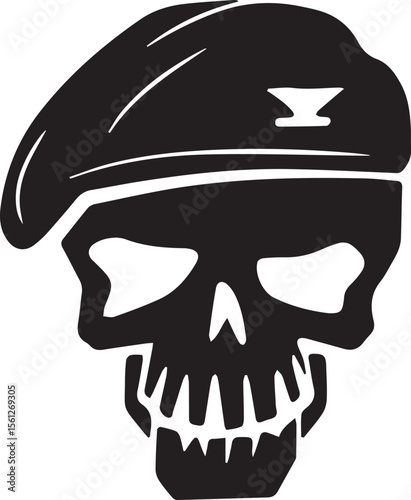 Military Skull with Beret and Anvil Emblem