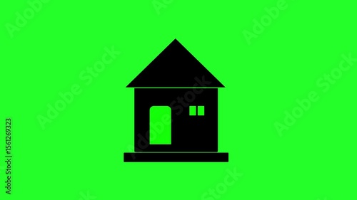 Home symbol,  Used in house design. 4K Video motion graphic animation, Green screen background.
