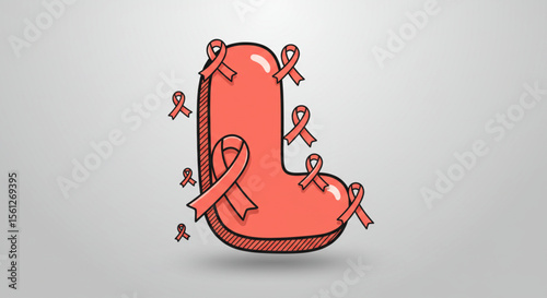 Awareness Ribbon Letter L  Support and Solidarity Design