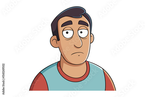 Sad Man Cartoon Illustration: A cartoon illustration of a man with a sad expression on his face, conveying feelings of disappointment or sadness.