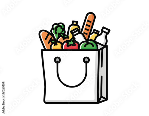 Grocery symbol illustration in sleek, minimal vector style.

