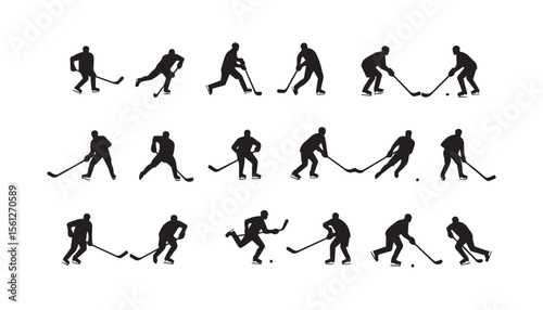 Field Hockey Player Silhouettes | High-Quality Vector Graphics for Athletic Design Projects.