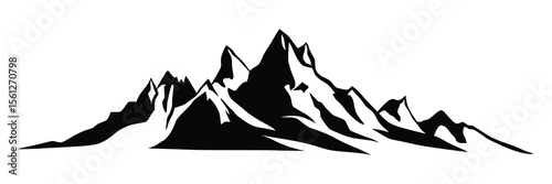 Silhouette mountain range isolated on white background, vector design