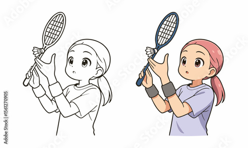 badminton player coloring page for kids