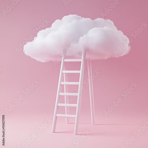 Cloud ladder, pink studio, dream, upward mobility, concept