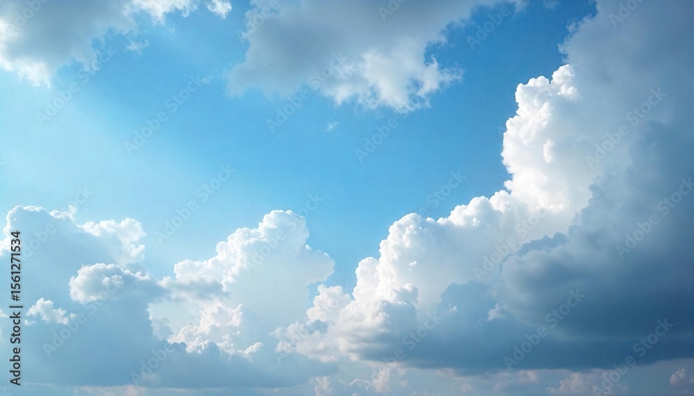 Fototapeta premium Dramatic Partly Sunny Sky with Fluffy Clouds Moody Atmospheric Background
