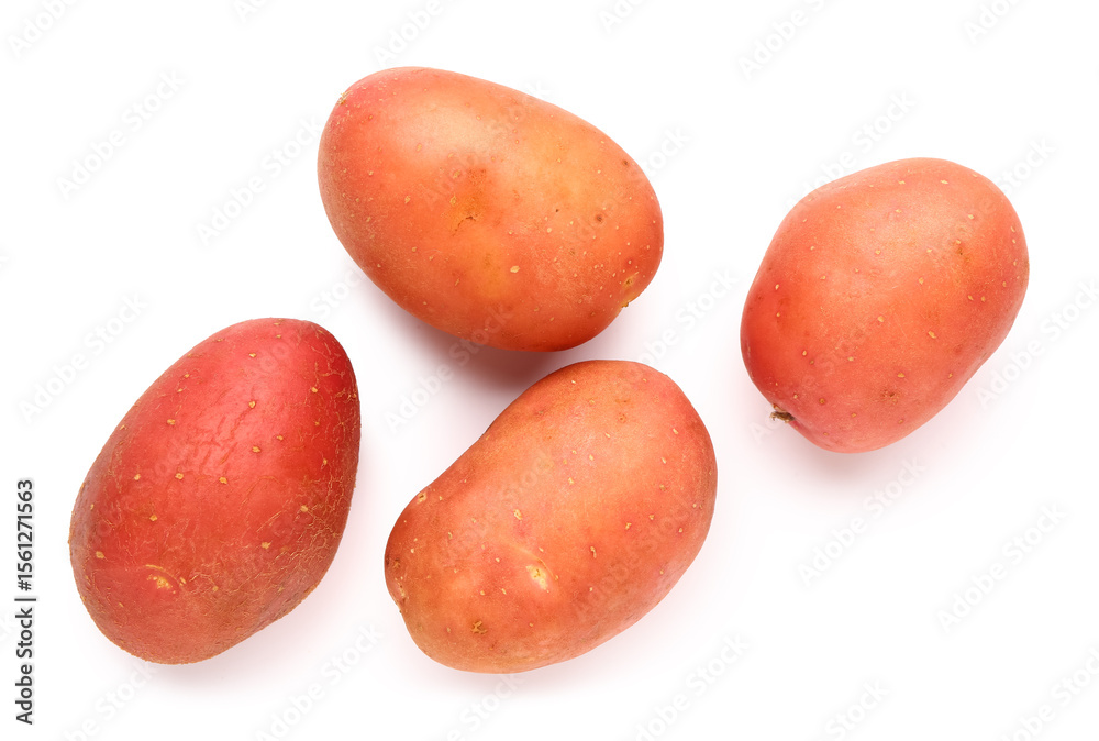 Fresh raw potatoes on white background Fresh raw potatoes on white background