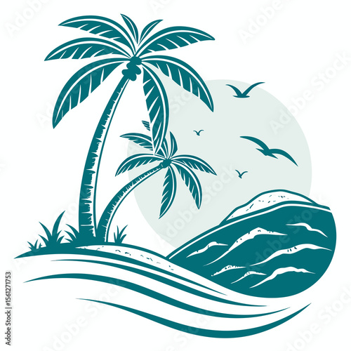 vector illustration of a tropical island