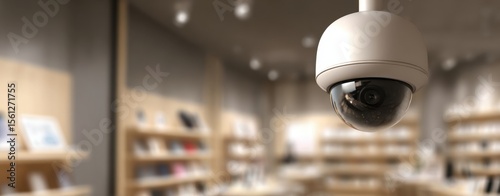 The modern surveillance camera enhancing security in a retail environment.
