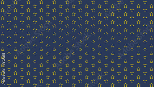 Seamless yellow star outline pattern on dark blue background. Cute celestial vector for kids, astronomy theme design, baby wrapping paper, nursery wallpaper, or festive decorations.