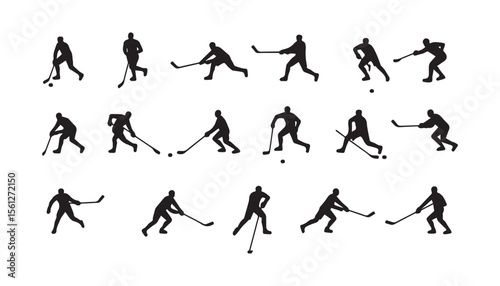 Field Hockey Action Poses | Iconic Silhouette Vector Art for Team Branding & Poster Design.