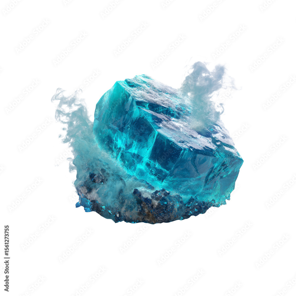 Fototapeta premium Turquoise Crystal Gemstone Emerging from Misty Cloud