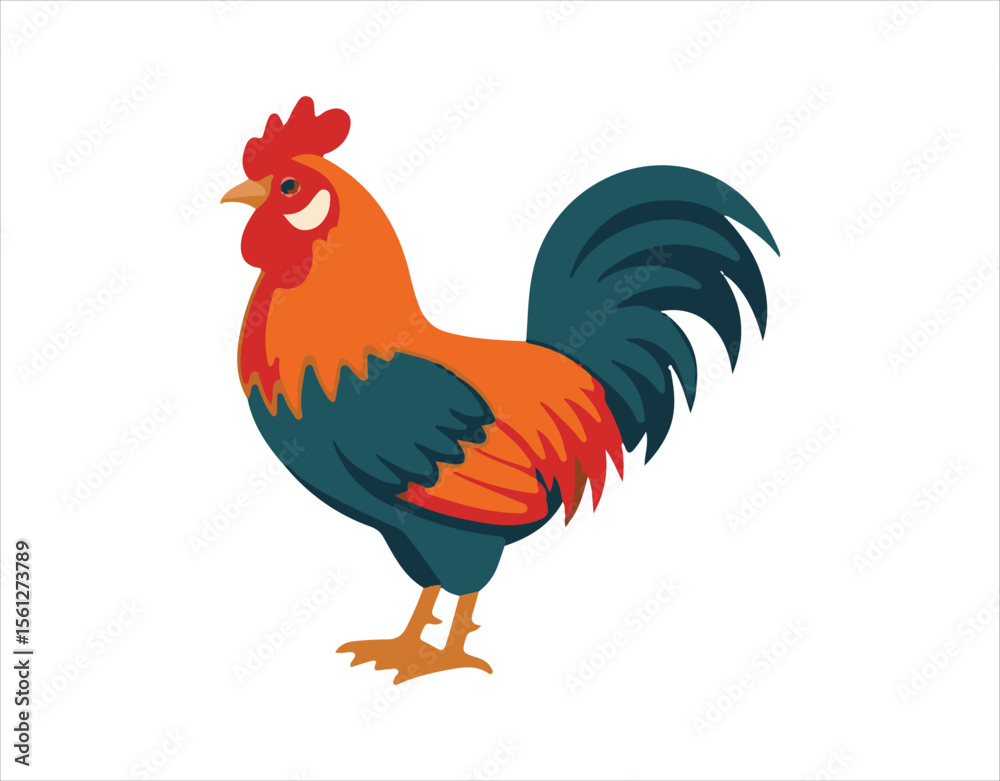 Fototapeta premium Simple flat icons of poultry birds ideal for farm product and fowl meat logos. 