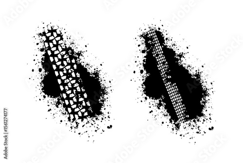 Tire tracks vector on black colour