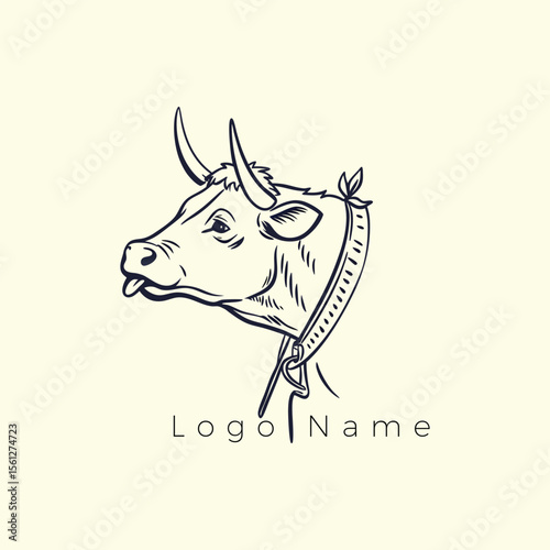 Bull Head Logo with Circle Frame