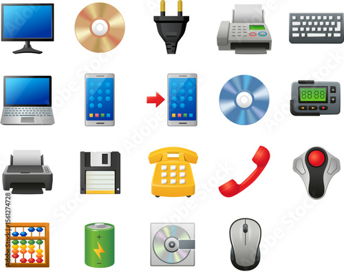 Set of Computer & phone Emoji icons