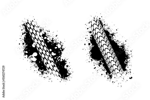 Tire tracks vector on black colour
