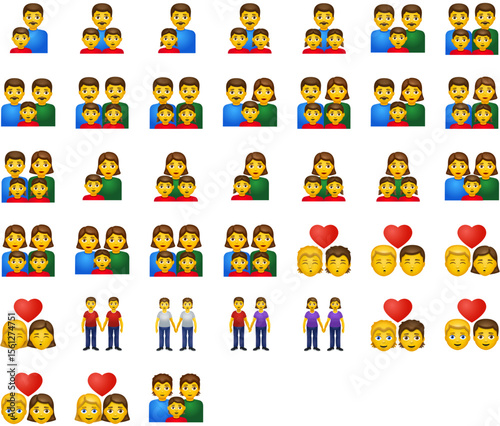 Set of Family Emoji icons