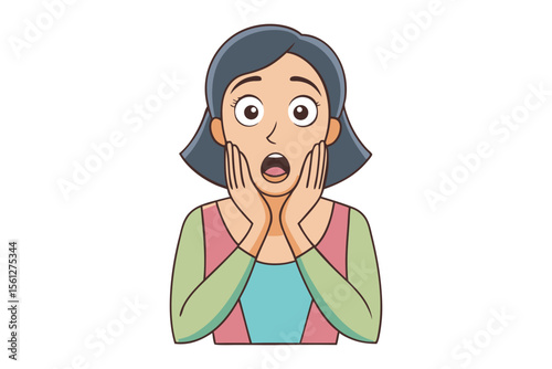 Astonished Reaction: A woman embodies shock and surprise, her wide eyes and open mouth expressing genuine awe.