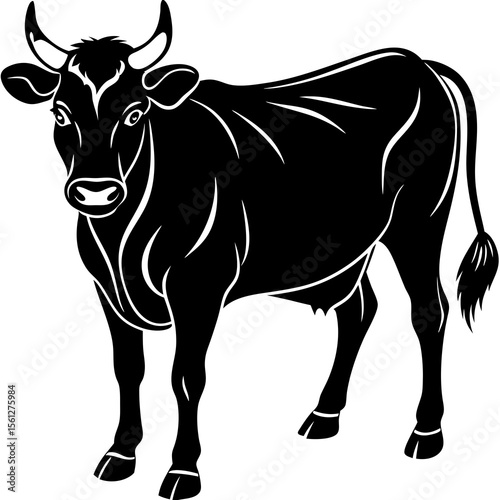 black and white bull