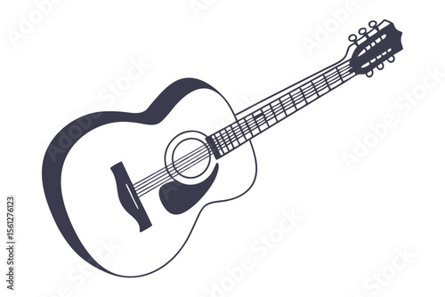 Simple Guitar Line Drawing Music Instrument Minimalist Illustration