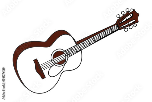Guitar Minimalist Line Art Modern Music Instrument Decor on White