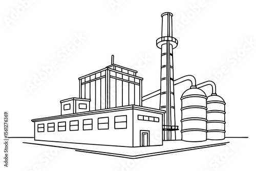 Minimalist Industrial Plant Line Art Drawing for Office Wall Decor