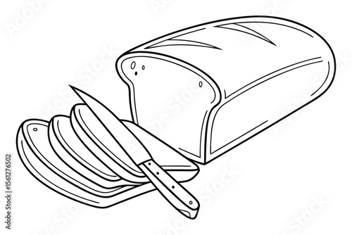 Minimalist Bread Slice One Line Drawing for Dining Room Wall Art