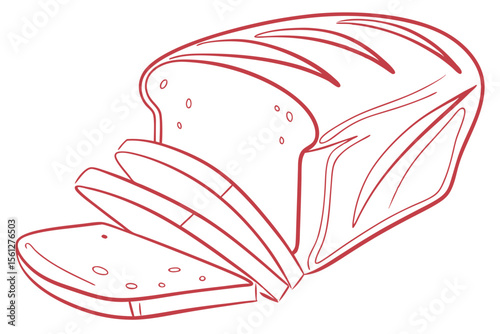 Simple Line Art of Bread Slice for Minimalist Bakery Decor