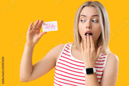 Shocked young beautiful wom...